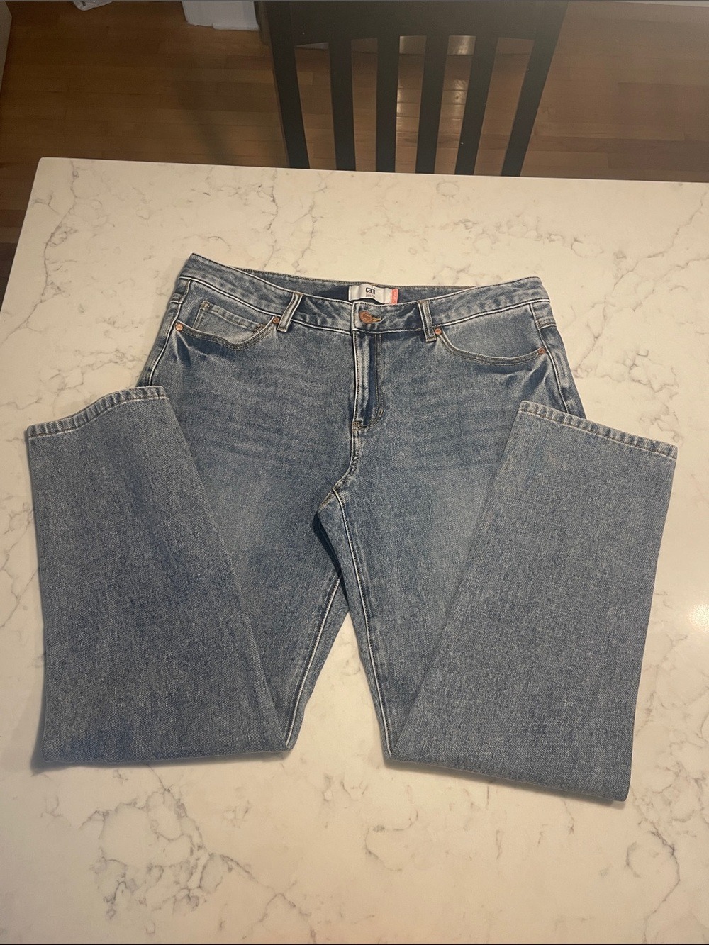 CAbi Straight Leg Jeans in Light Blue Wash
